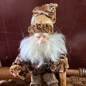 Santa ornament in Brown velvet